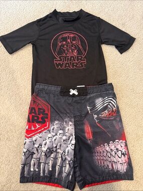 Disney Star Wars Boys Swim Shorts and Swim Shirt